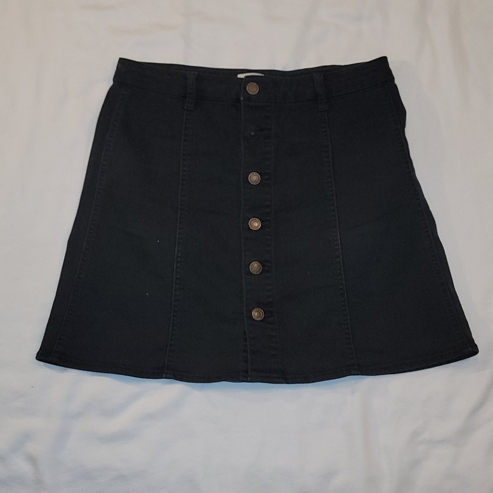 Black denim miniskirt